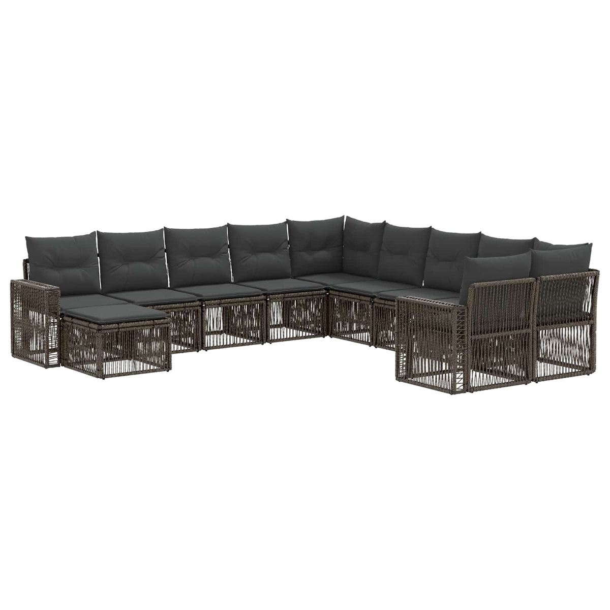 Sjedeća garnitura za vrt 11 kom. Siva i tamno siva poliratan 65,5 x 62 x 70 cm
