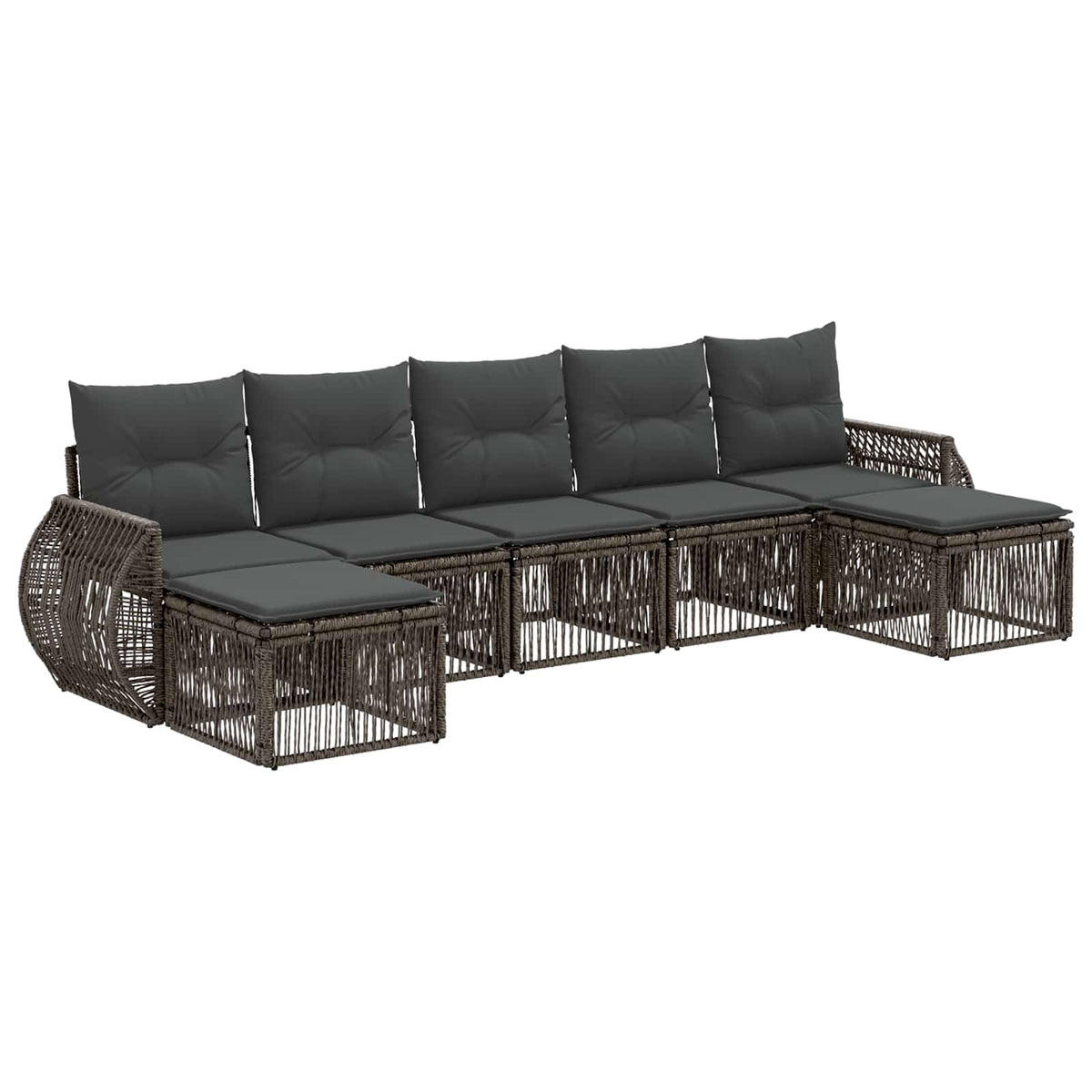Sjedeća garnitura za vrt 7 kom. Siva i tamno siva poliratan 70 x 62 x 70 cm