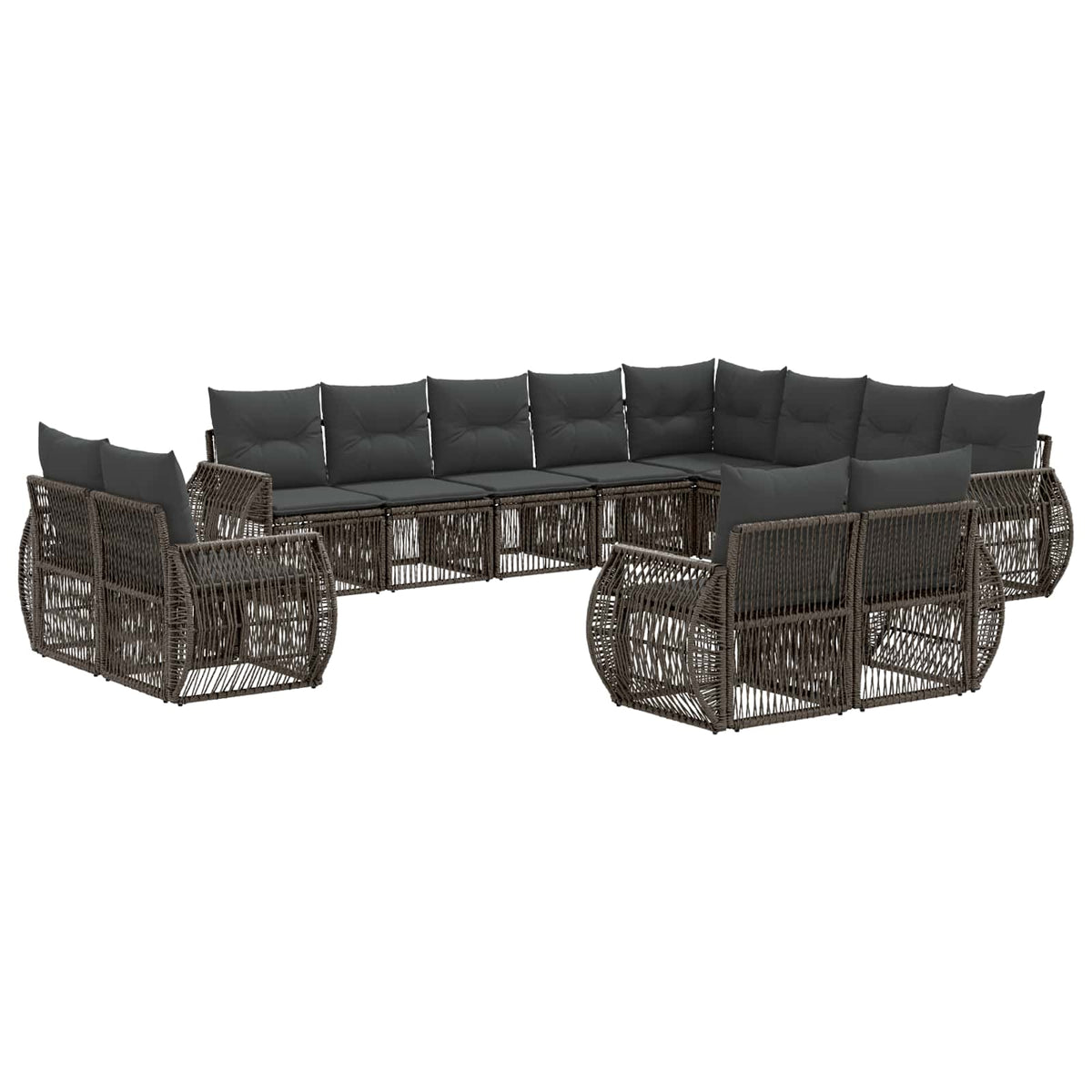 Sjedeća garnitura za vrt 12 kom. Siva i tamno siva poliratan 70 x 62 x 70 cm