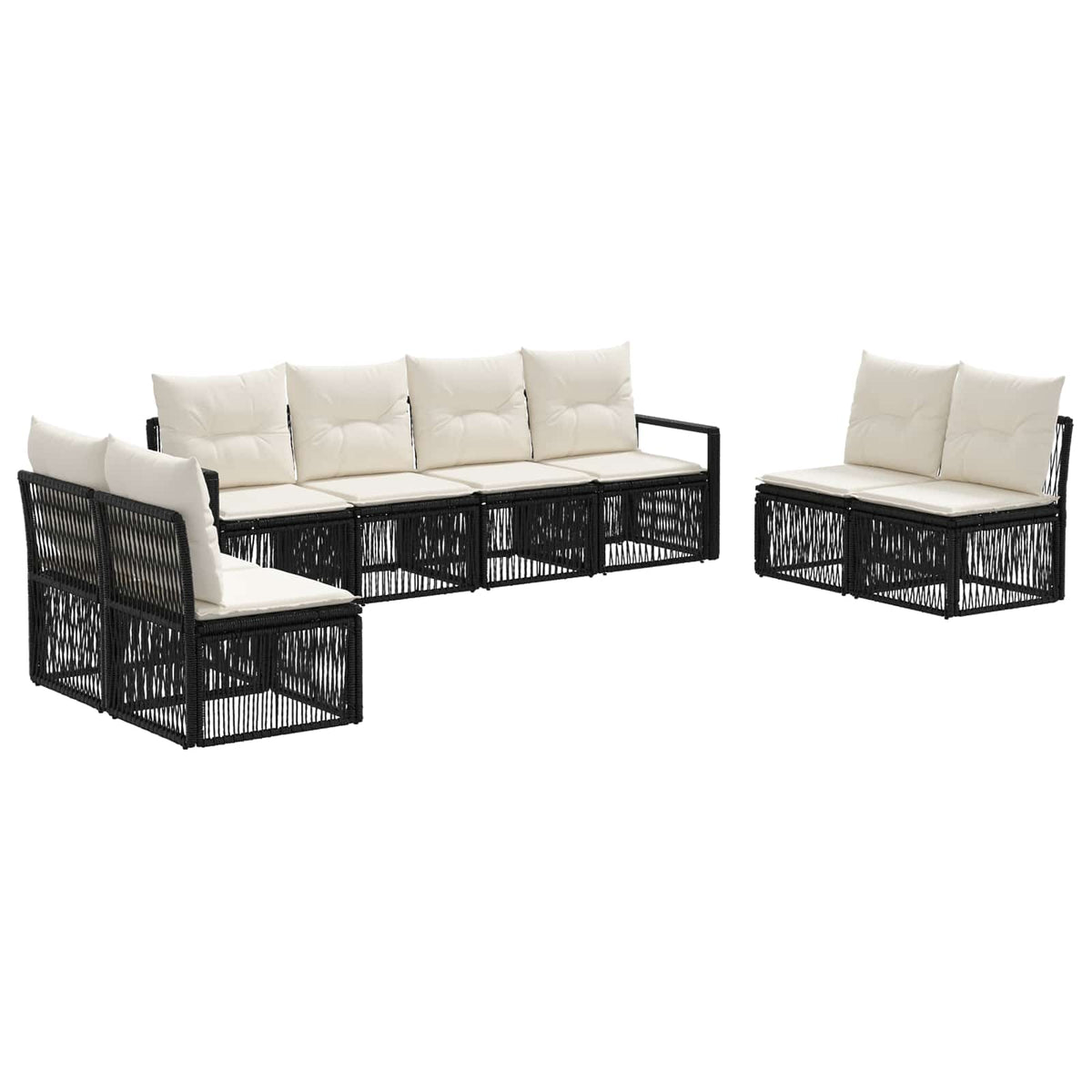 Sjedeća garnitura za vrt 8 kom. Crna poliratan 61 x 62 x 70 cm