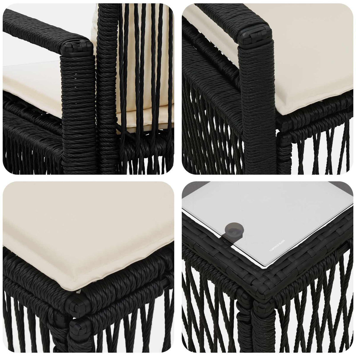 Sjedeća garnitura za vrt 14 pcs Crna poliratan