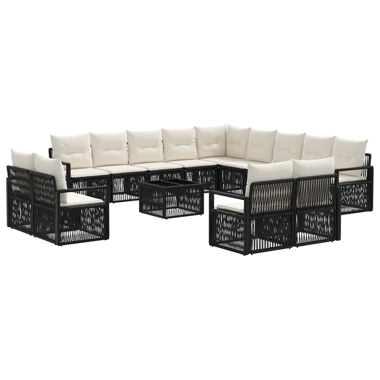 Sjedeća garnitura za vrt 14 pcs Crna poliratan