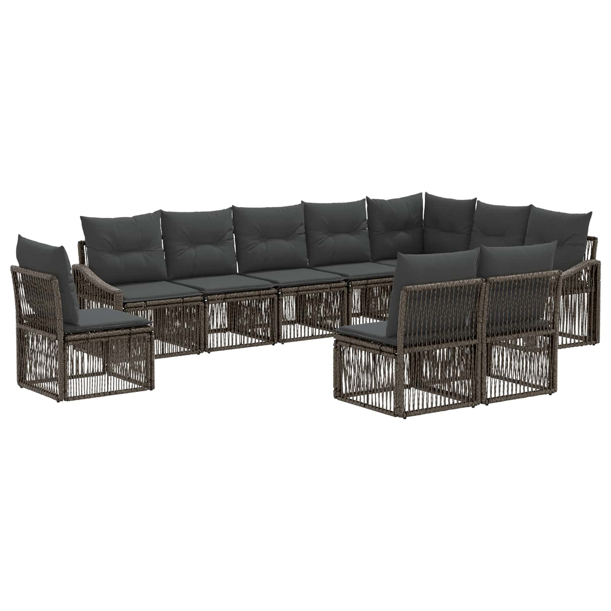 Sjedeća garnitura za vrt 10 kom. Siva poliratan 62 x 62 x 70 cm