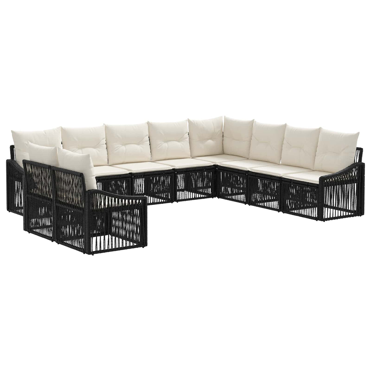 Sjedeća garnitura za vrt 10 kom. Crna poliratan 62 x 62 x 70 cm