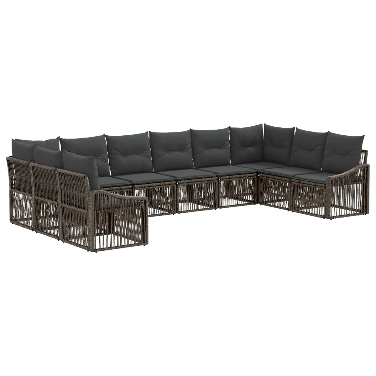 Sjedeća garnitura za vrt 10 kom. Siva poliratan 62 x 62 x 70 cm