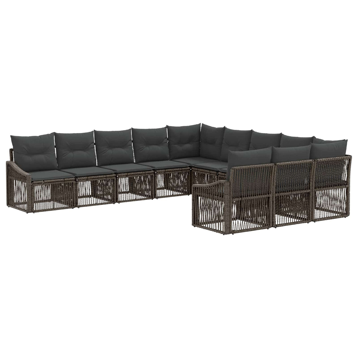 Sjedeća garnitura za vrt 11 kom. Siva poliratan 62 x 62 x 70 cm