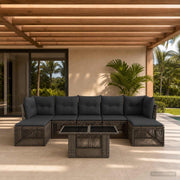 Sjedeća garnitura za vrt 8 kom. Siva poliratan 100 x 55 x 73 cm