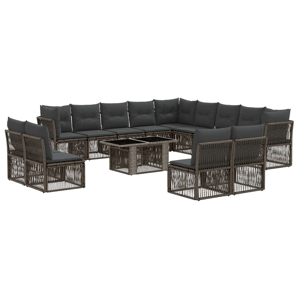 Sjedeća garnitura za vrt 14 kom. Crna poliratan 100 x 55 x 73 cm