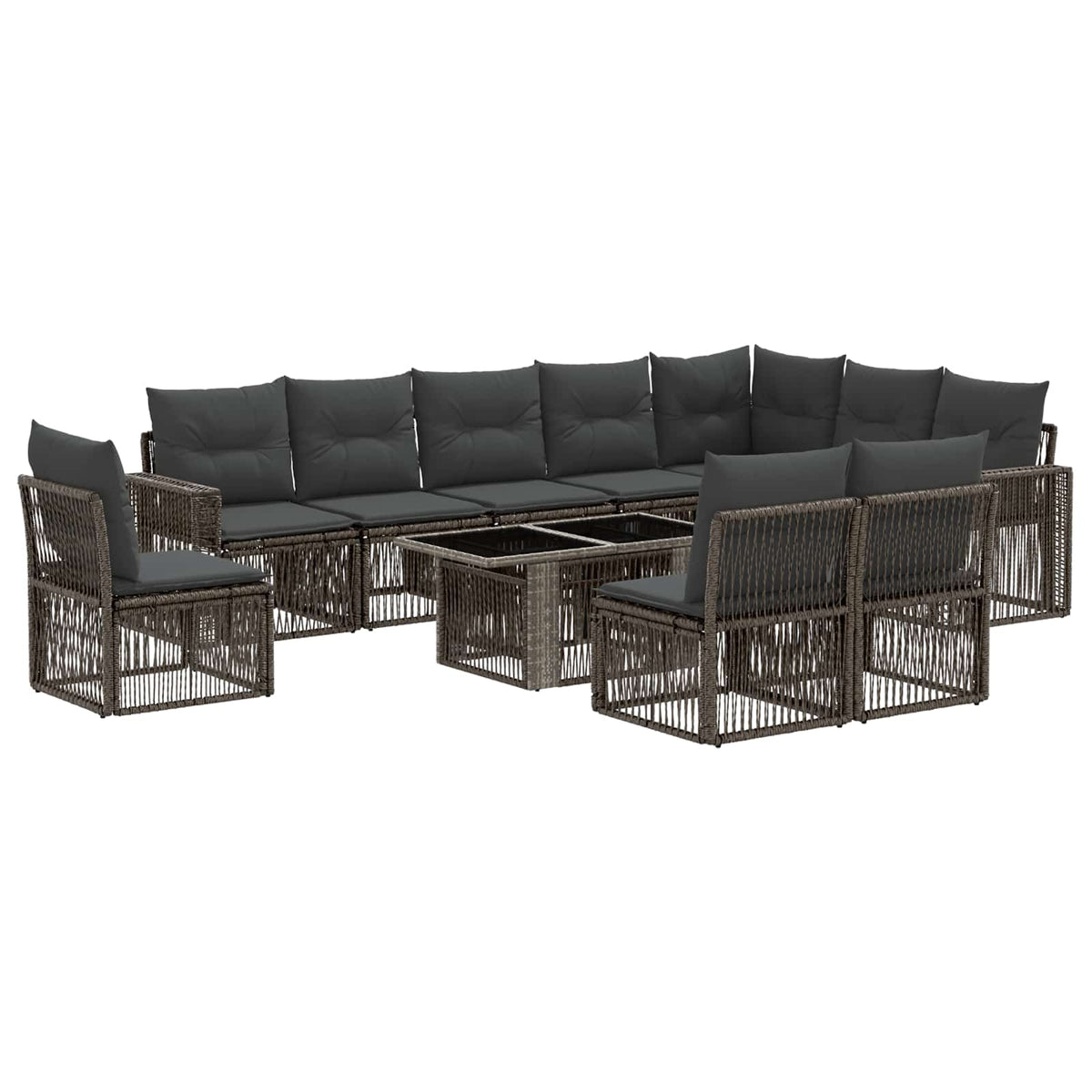 Sjedeća garnitura za vrt 11 kom. Siva i tamno siva poliratan 100 x 55 x 73 cm
