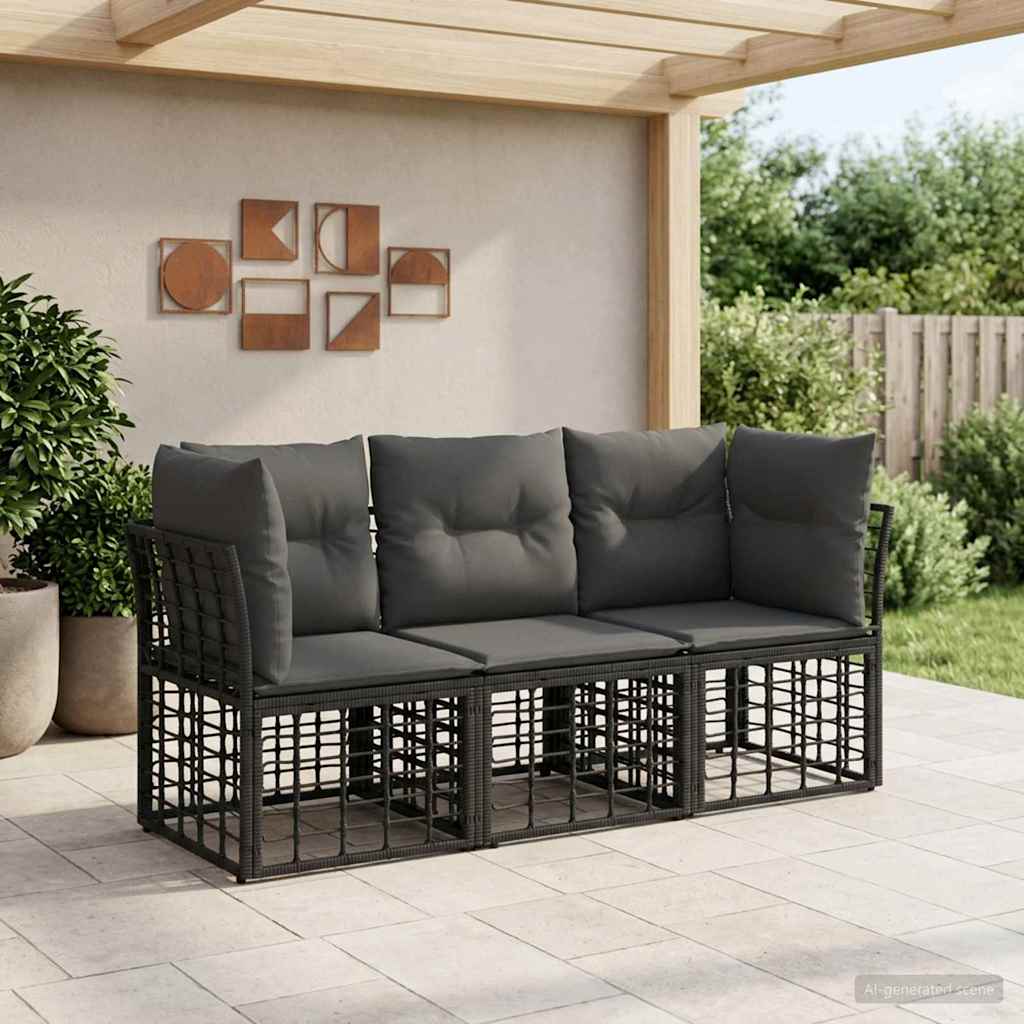 Set vanjskih sofa Crna Poliester