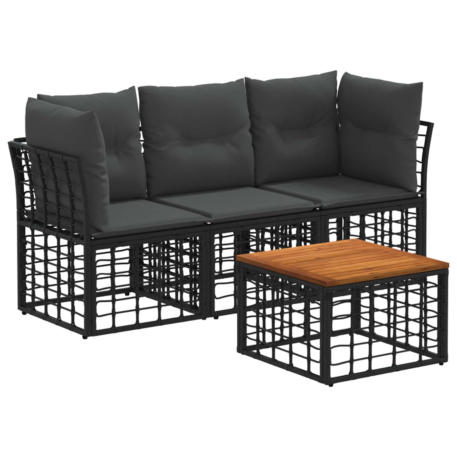 Set vanjskih sofa 4 pcs Crna i tamno siva Poliester