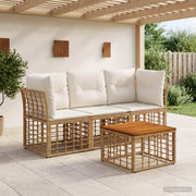Set vanjskih sofa 4 pcs Prirodna i krema bijela Poliester