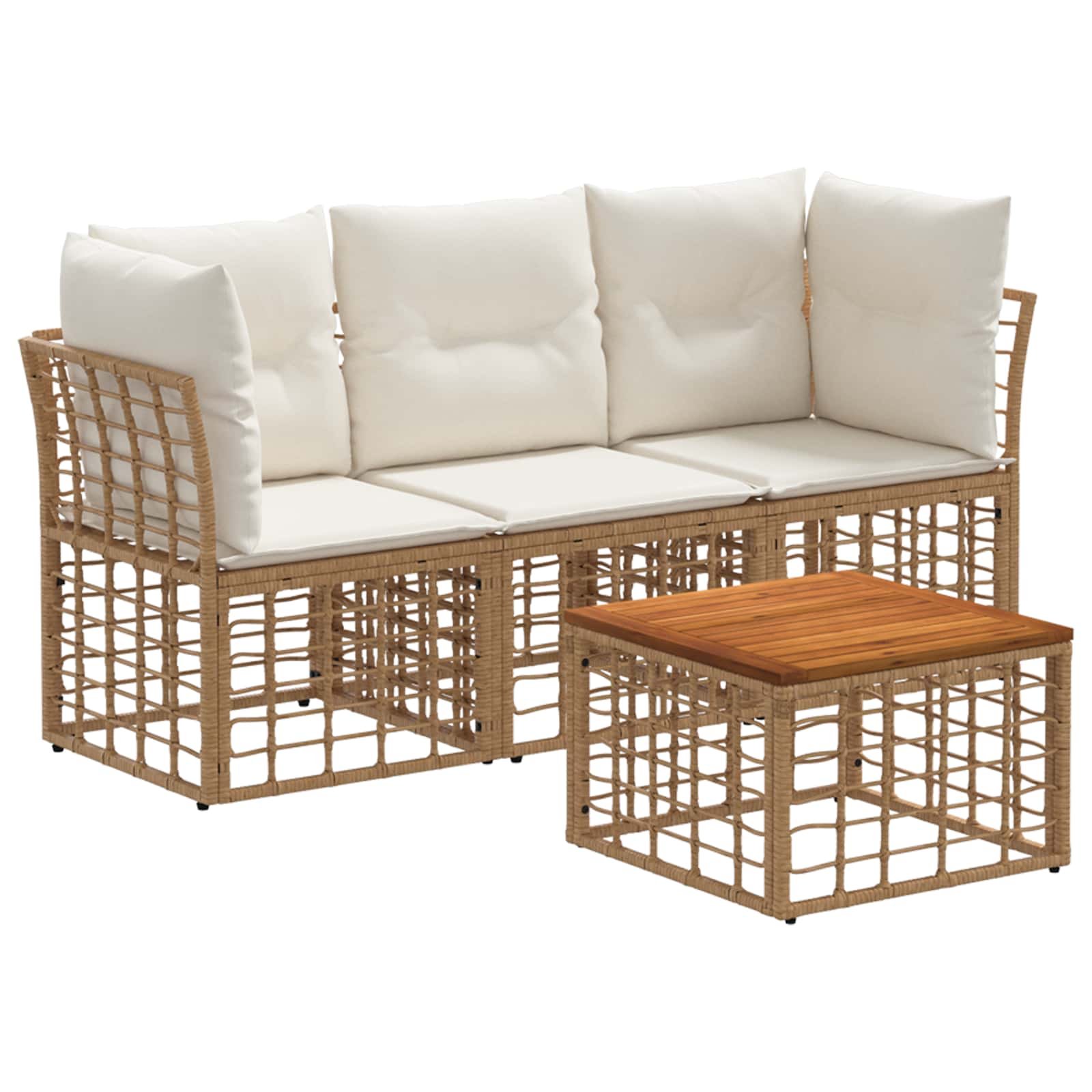 Set vanjskih sofa 4 pcs Prirodna i krema bijela Poliester