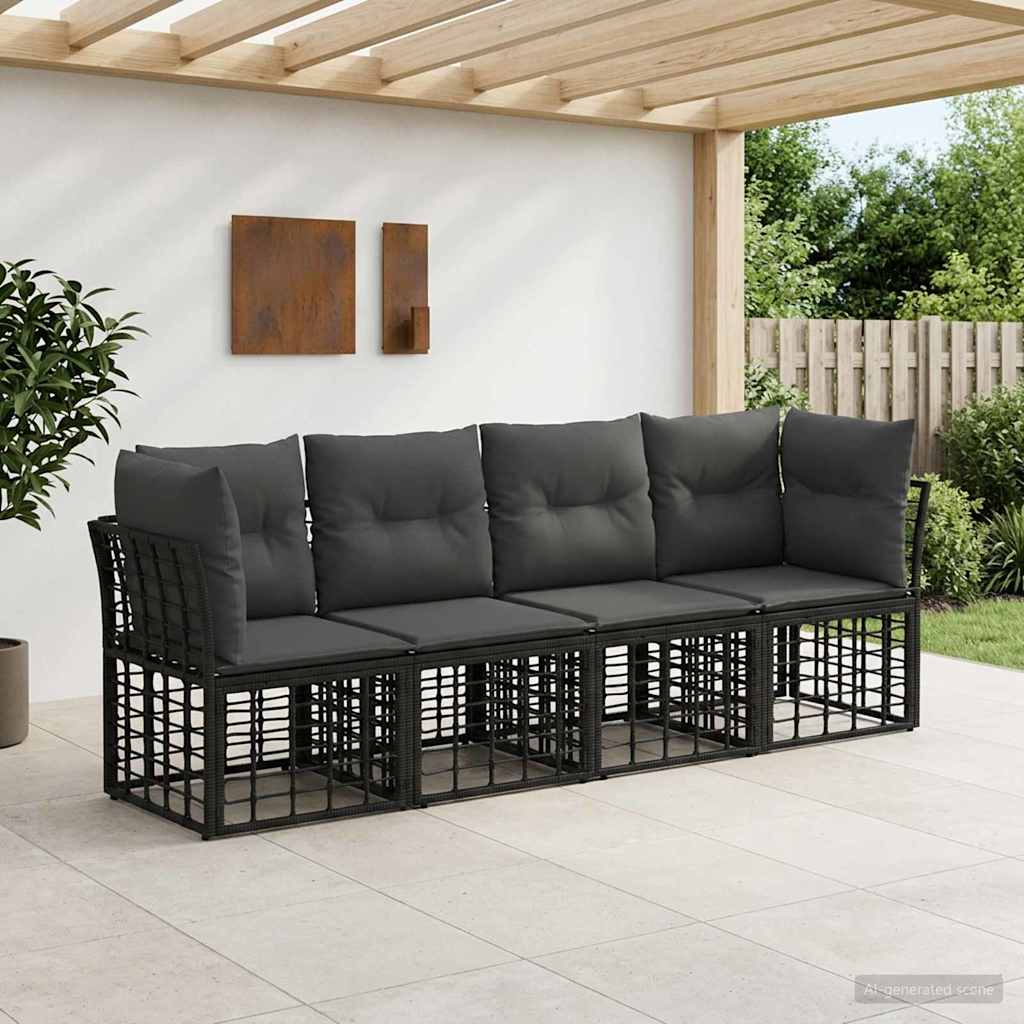 Set vanjskih sofa Crna Poliester