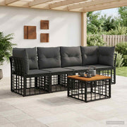 Set vanjskih sofa 5 pcs Crna i tamno siva Poliester
