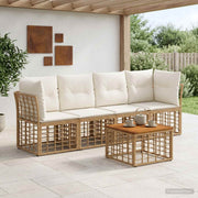 Set vanjskih sofa 5 pcs Prirodna i krema bijela Poliester