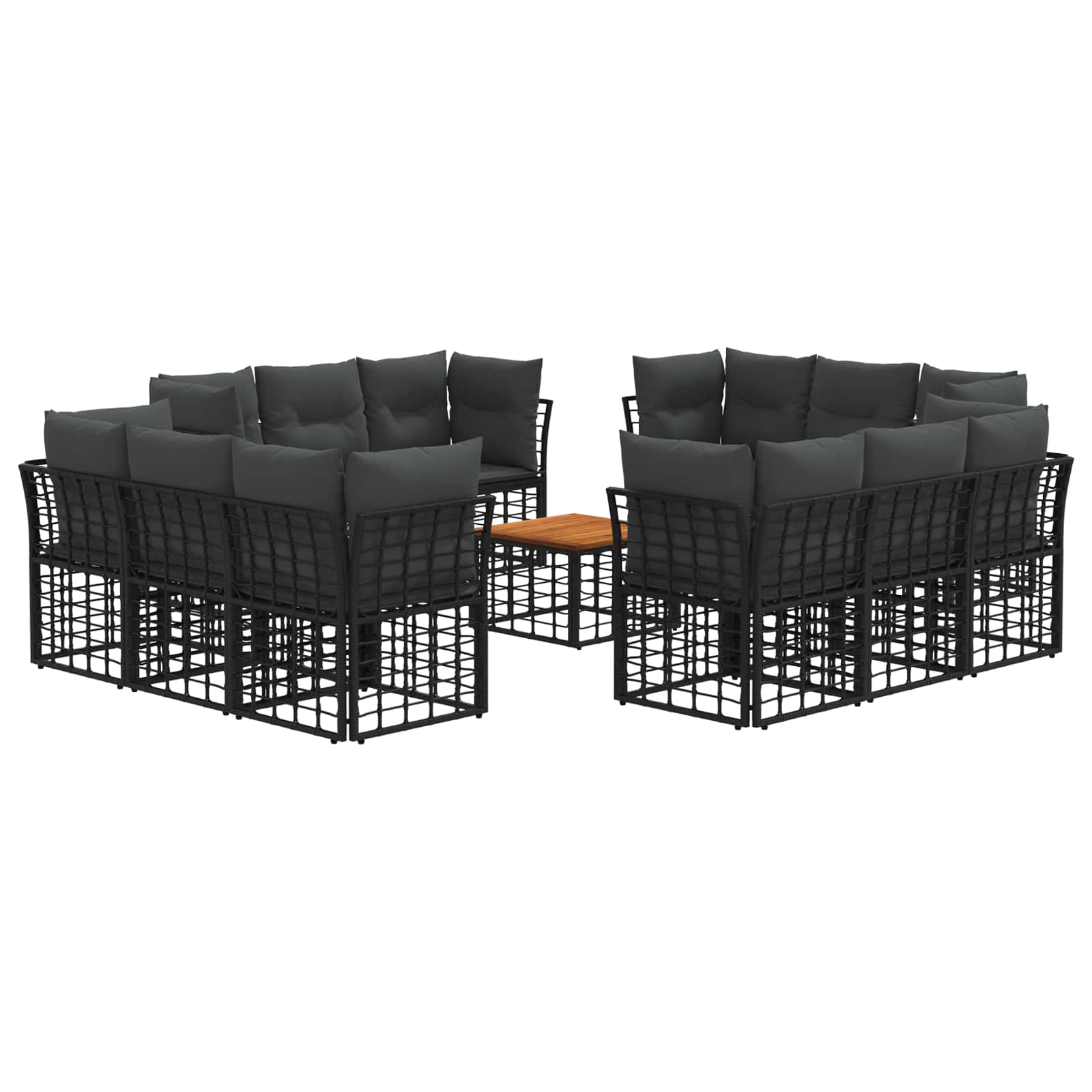Set vanjskih sofa 13 pcs Crna i tamno siva Poliester