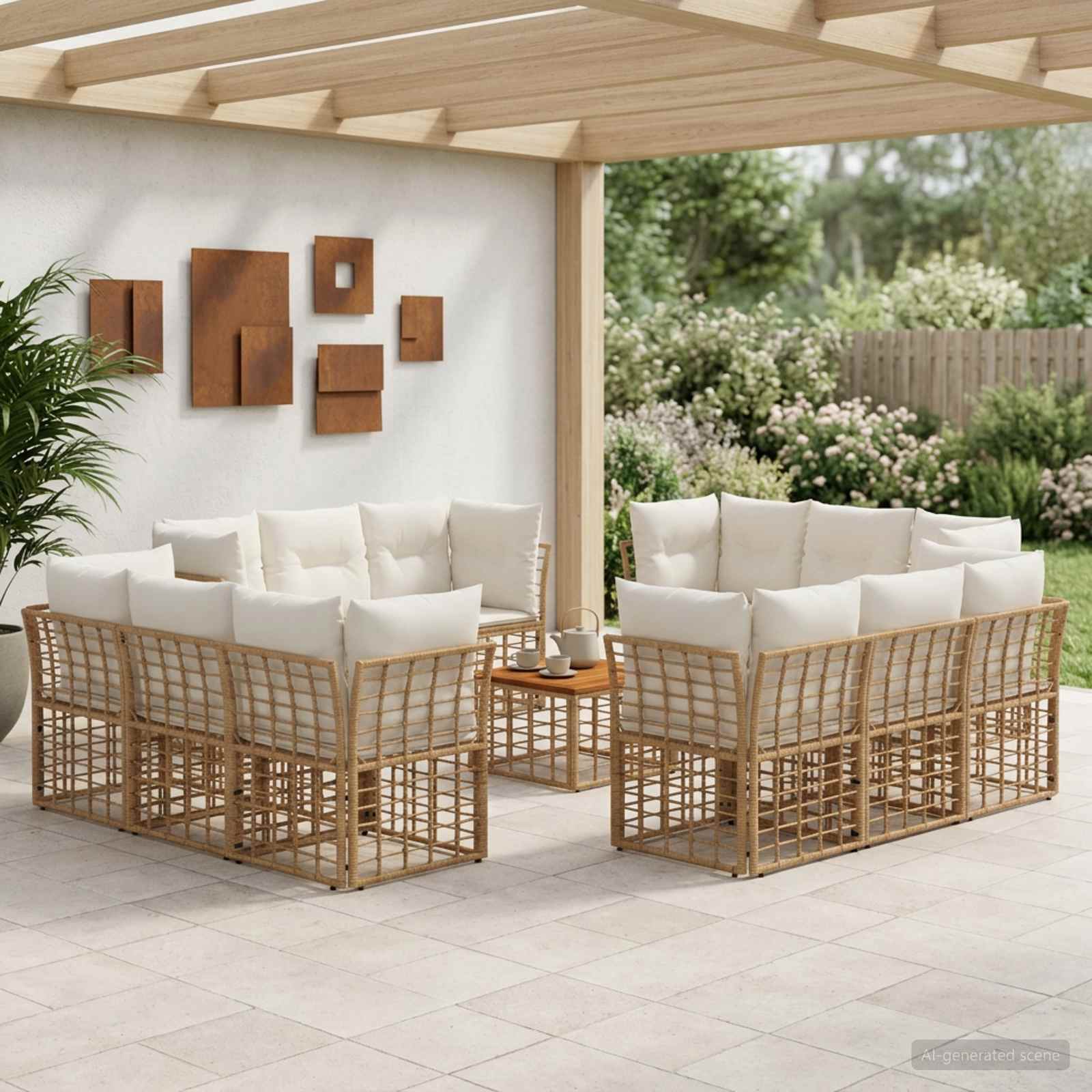 Set vanjskih sofa 13 pcs Prirodna i krema bijela Poliester
