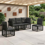 Set vanjskih sofa Crna Poliester