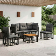 Set vanjskih sofa 6 pcs Crna i tamno siva Poliester