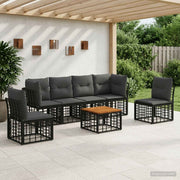 Set vanjskih sofa 7 pcs Crna i tamno siva Poliester