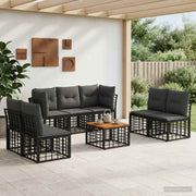 Set vanjskih sofa 8 pcs Crna i tamno siva Poliester