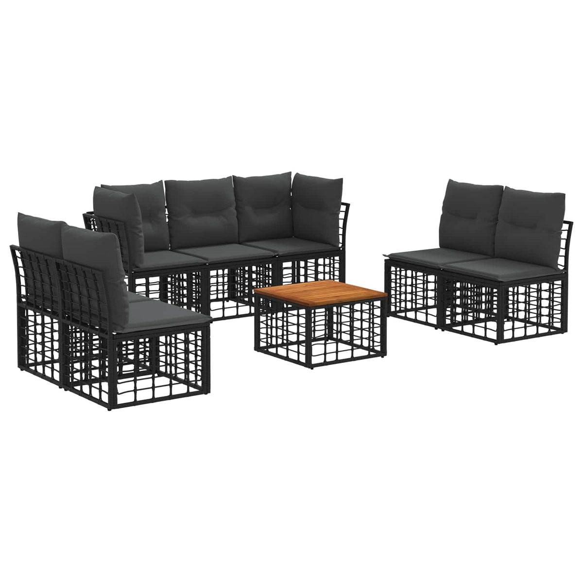 Set vanjskih sofa 8 pcs Crna i tamno siva Poliester