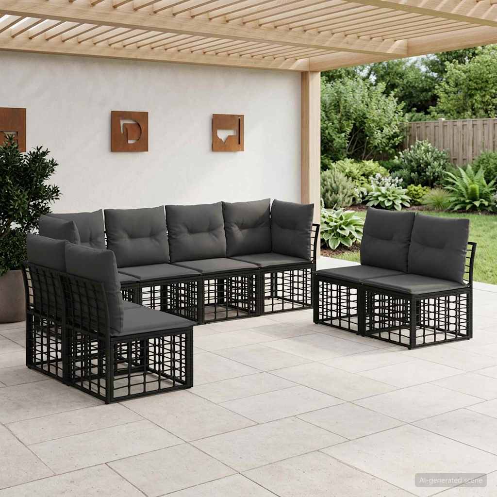Set vanjskih sofa Crna Poliester