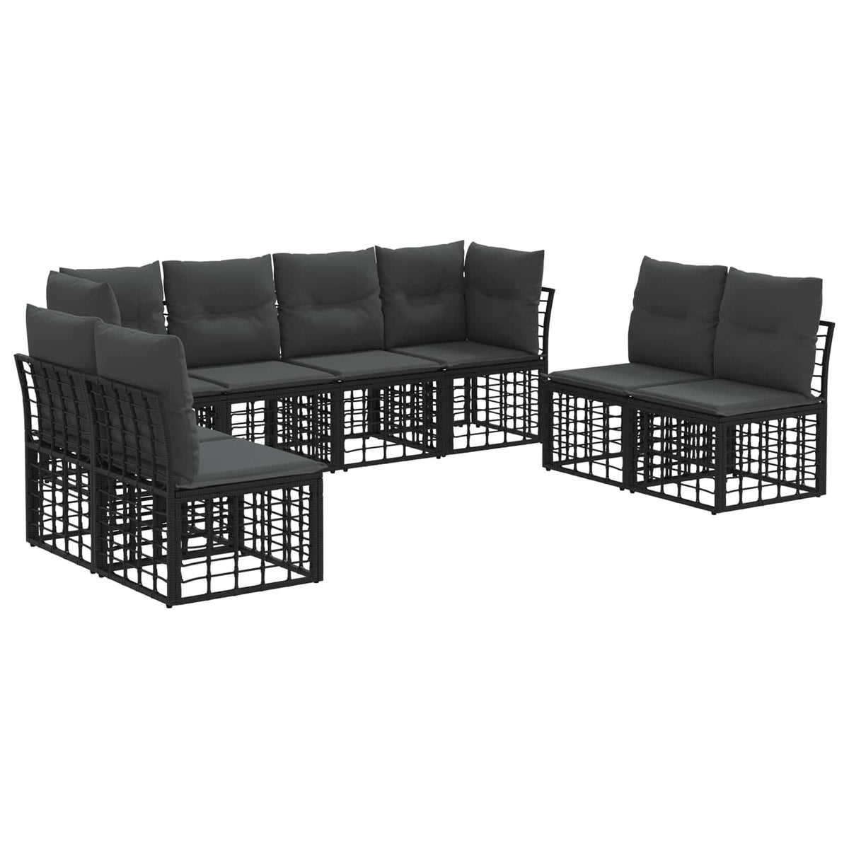Set vanjskih sofa Crna Poliester