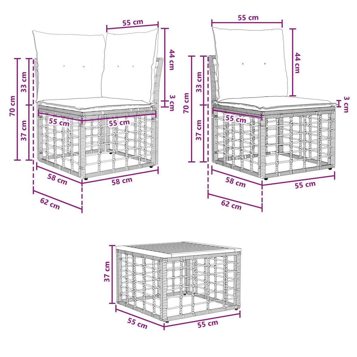 Set vanjskih sofa 9 pcs Prirodna i krema bijela Poliester