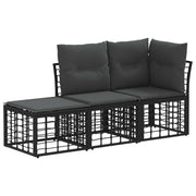 Set vanjskih sofa s jastukom 3 pcs Crna Poliester
