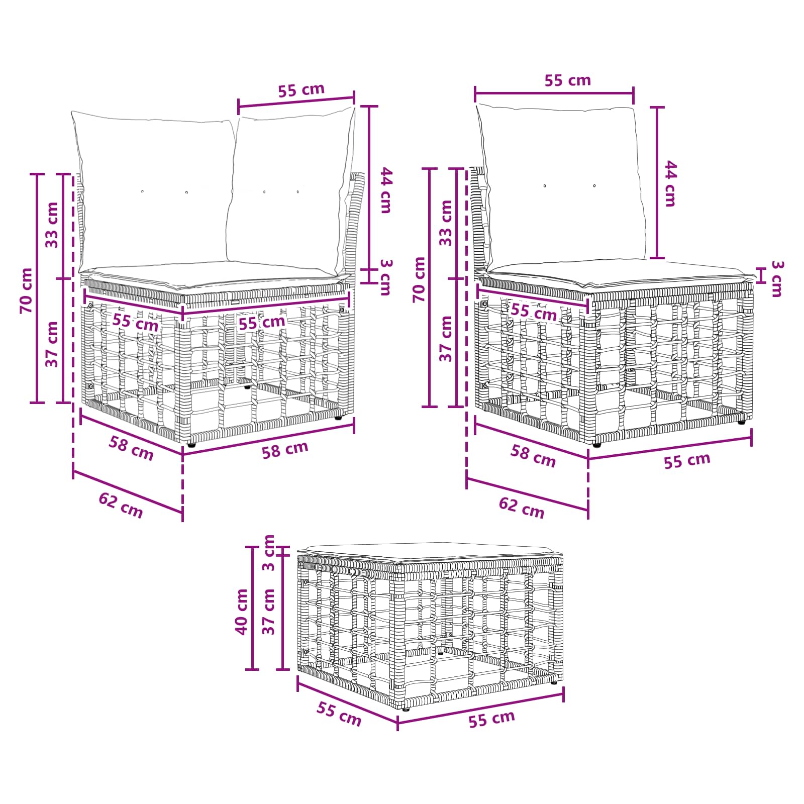 Set vanjskih sofa Prirodna Poliester