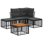 Set vanjskih sofa 5 pcs Crna i tamno siva Poliester