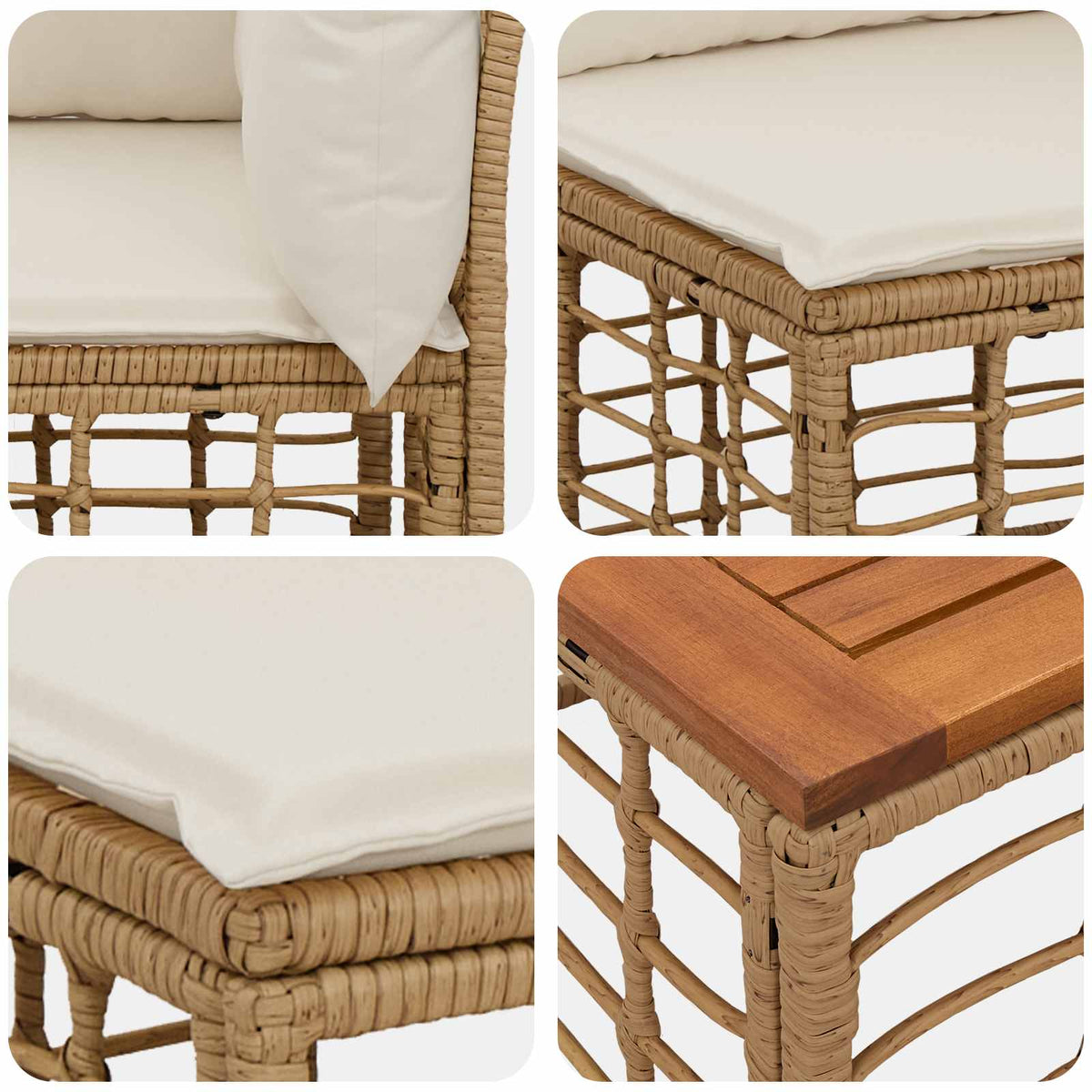 Set vanjskih sofa 5 pcs Prirodna i krema bijela Poliester