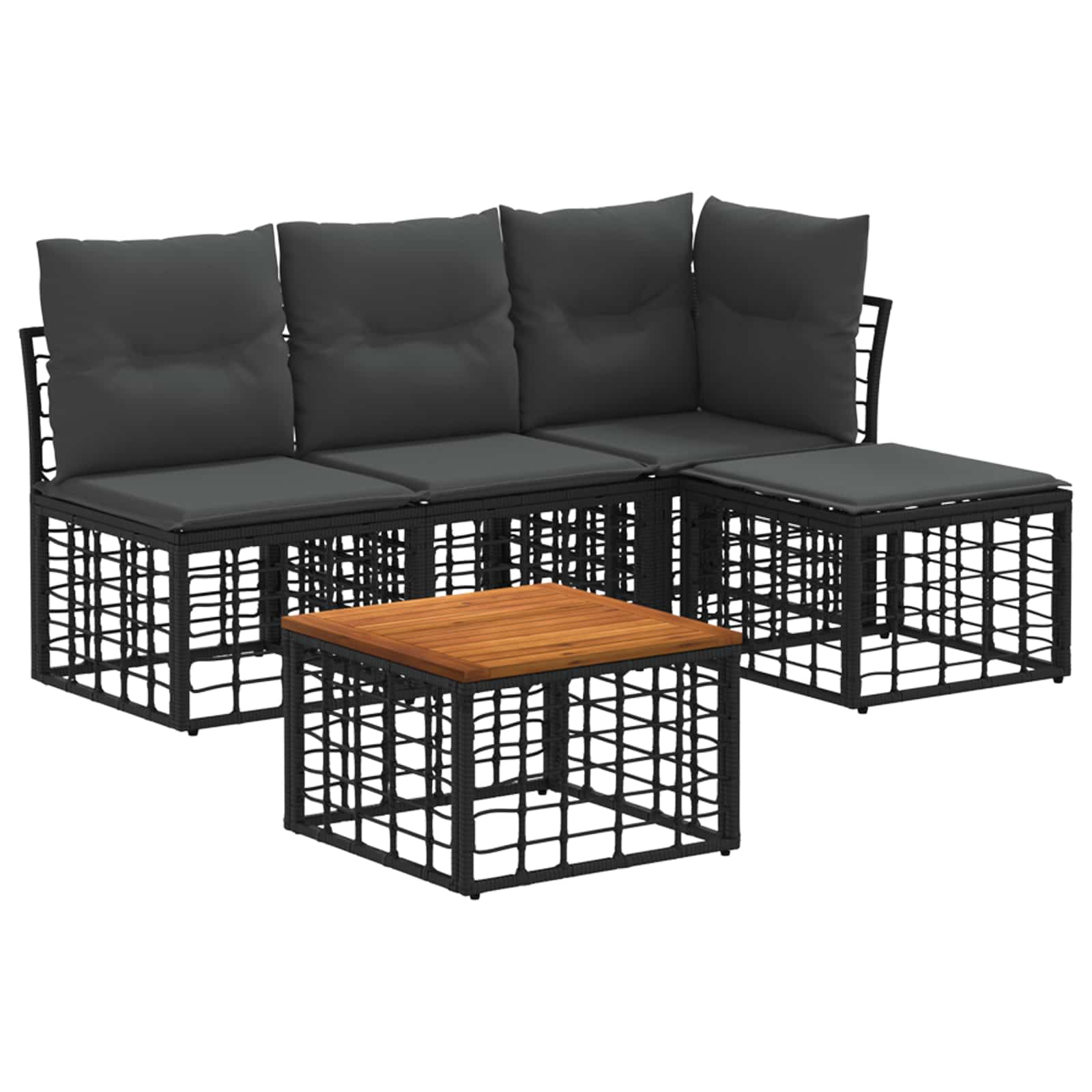 Set vanjskih sofa 5 pcs Crna i tamno siva Poliester