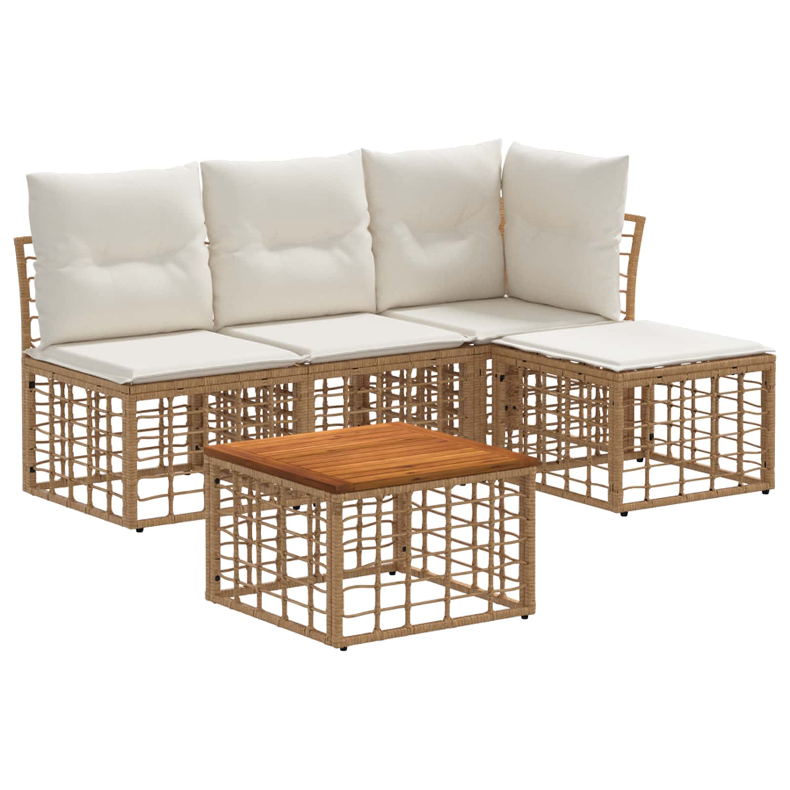 Set vanjskih sofa 5 pcs Prirodna i krema bijela Poliester