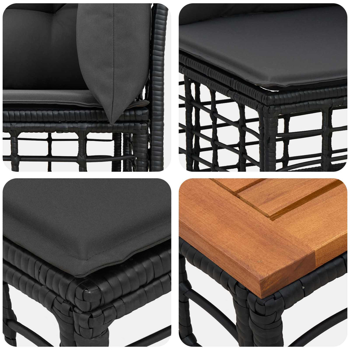 Set vanjskih sofa 6 pcs Crna i tamno siva Poliester