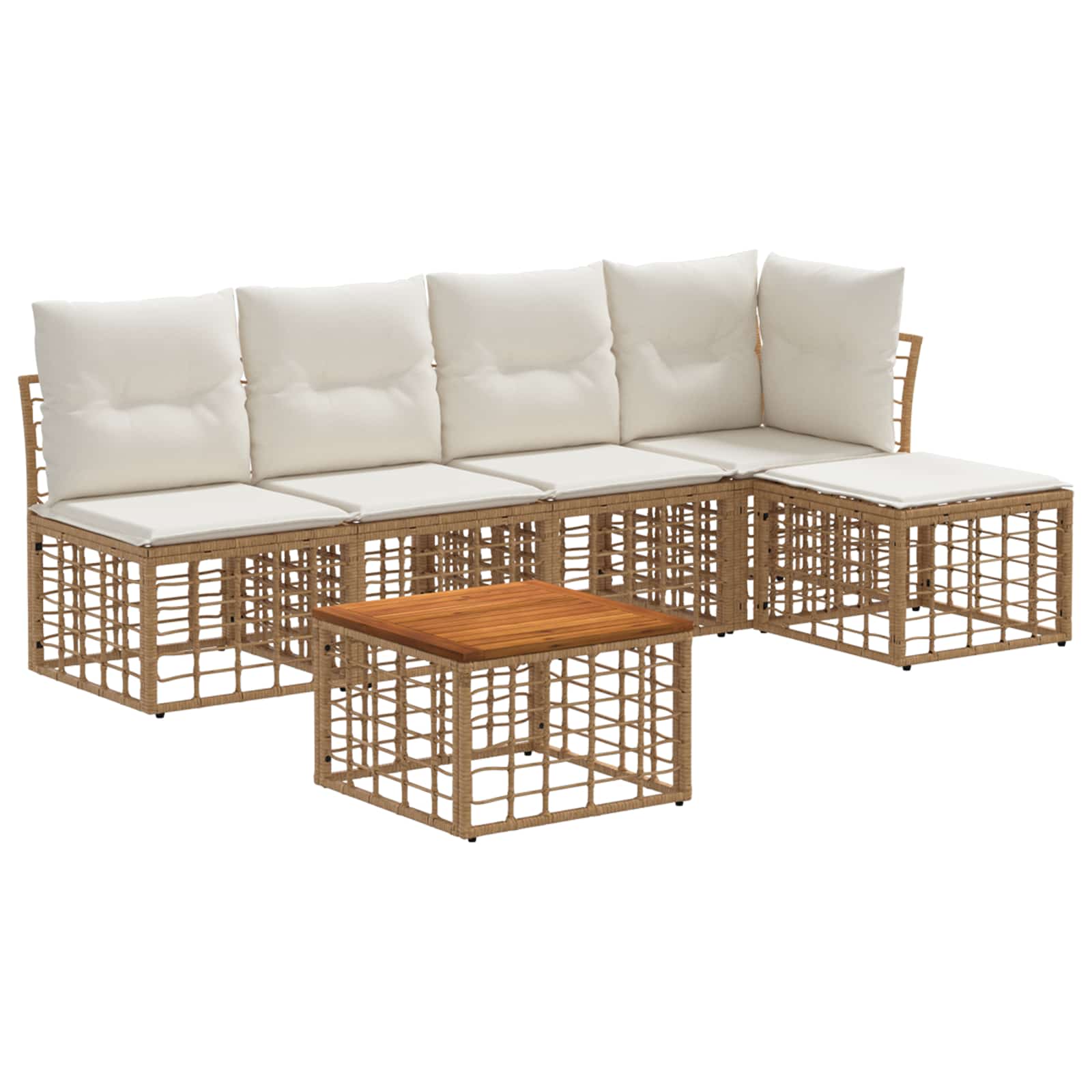 Set vanjskih sofa 6 pcs Prirodna i krema bijela Poliester