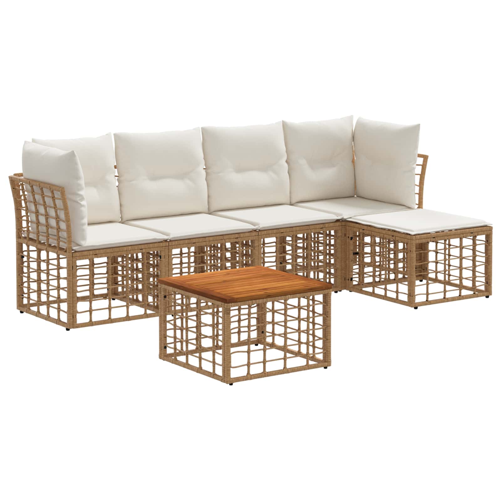 Set vanjskih sofa 6 pcs Prirodna i krema bijela Poliester