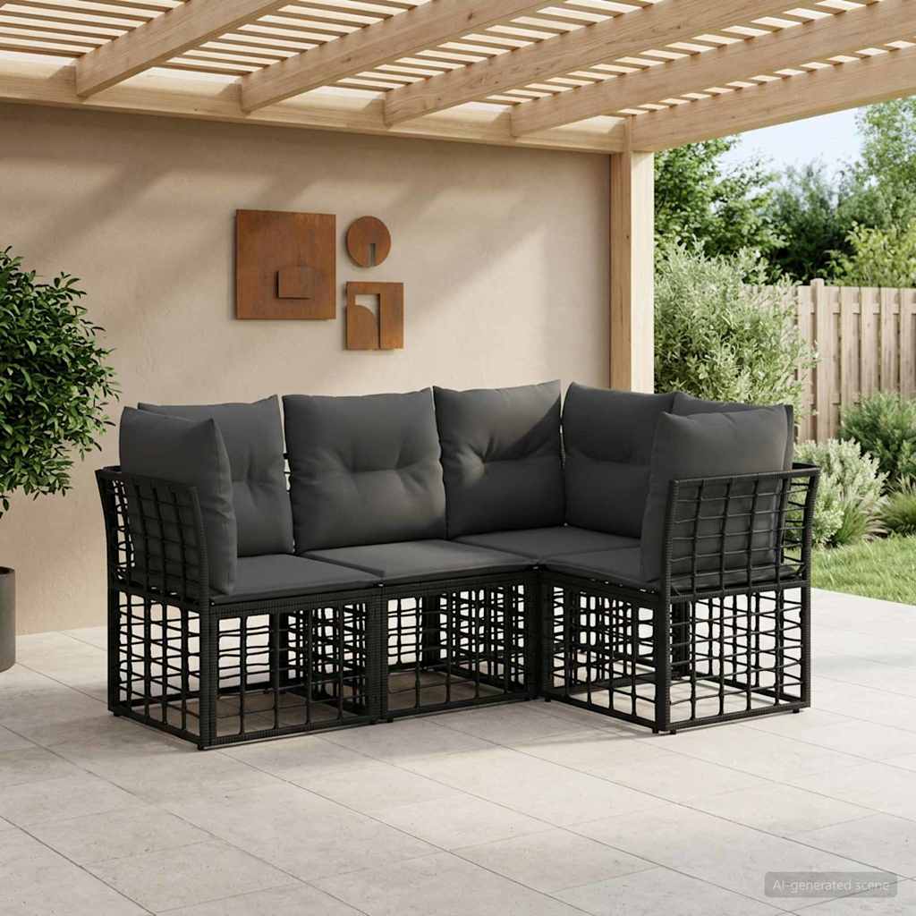 Set vanjskih sofa Crna Poliester