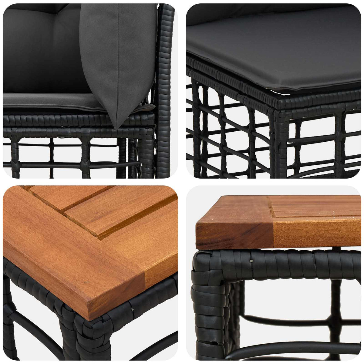Set vanjskih sofa 5 kom. Crna i tamno siva Poliester