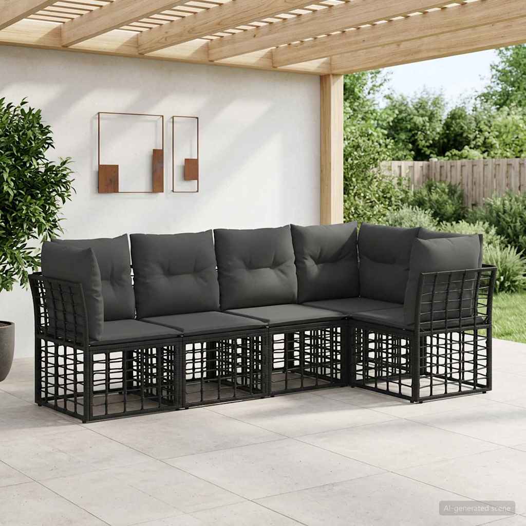 Set vanjskih sofa Crna Poliester
