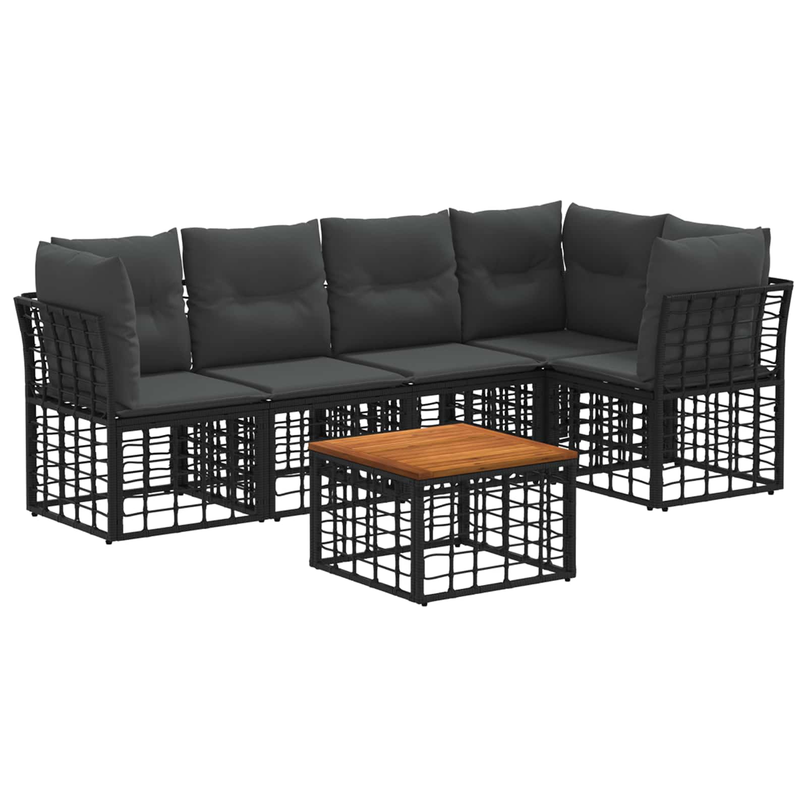 Set vanjskih sofa 6 pcs Crna i tamno siva Poliester