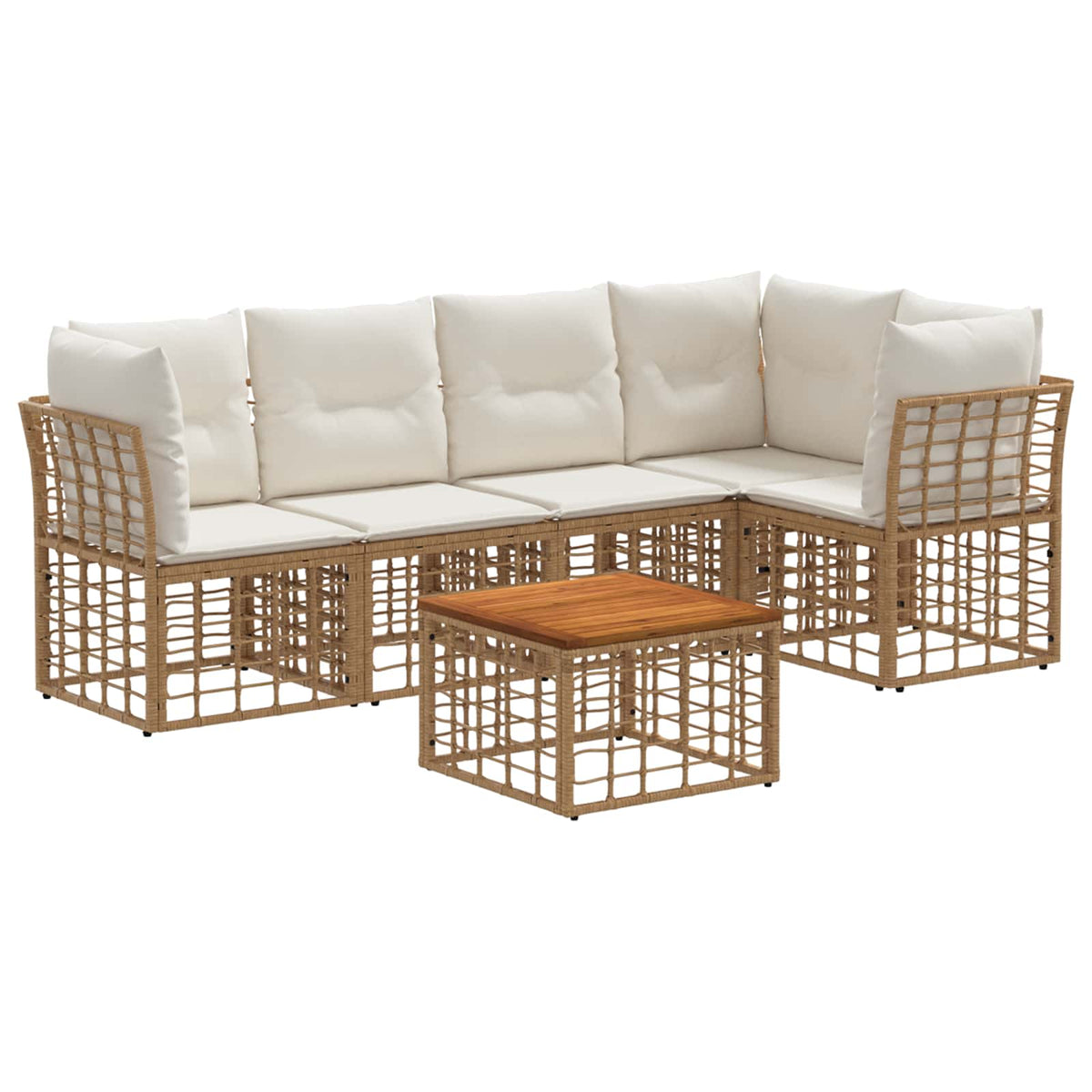 Set vanjskih sofa 6 pcs Prirodna i krema bijela Poliester