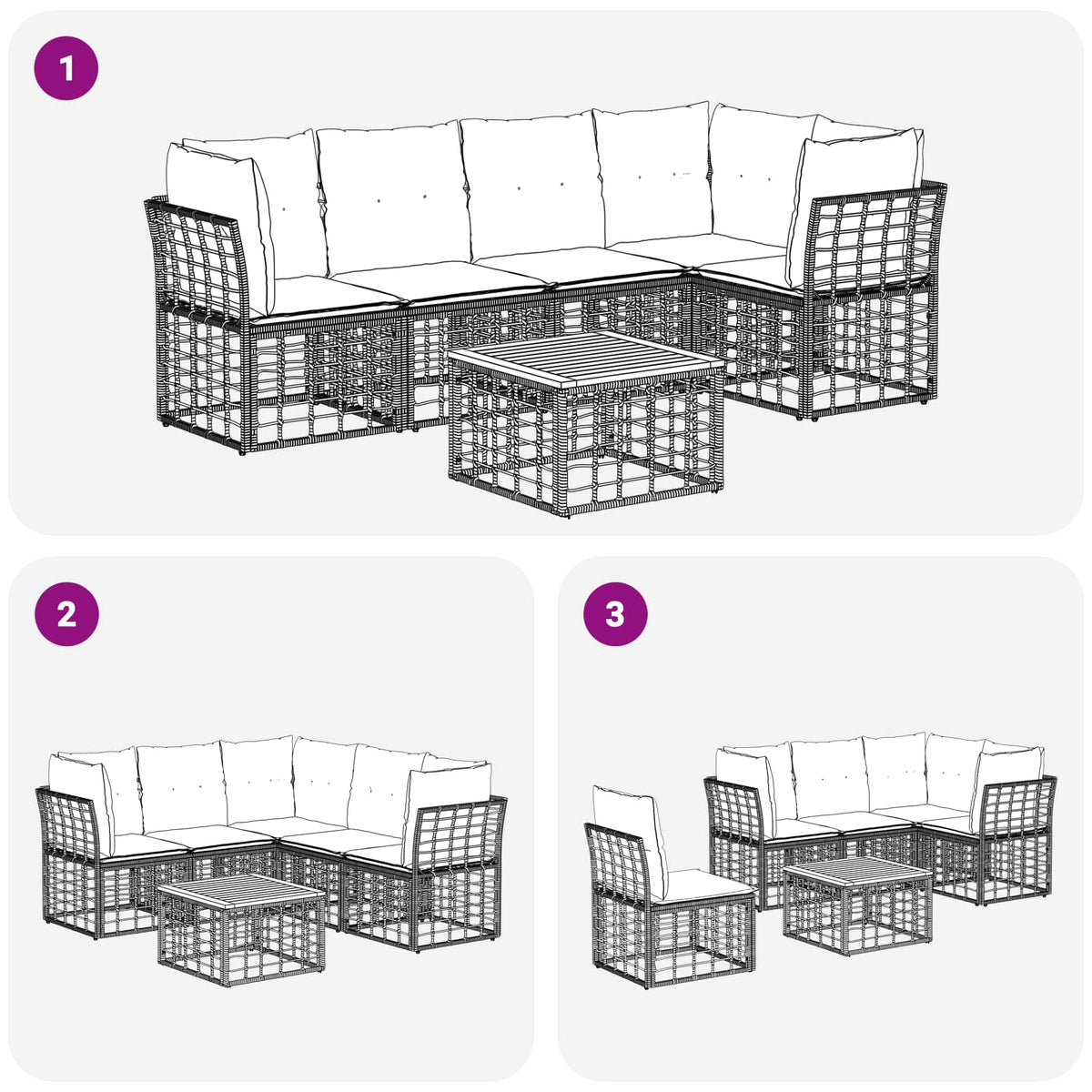 Set vanjskih sofa 6 kom. Prirodna i krema bijela Poliester