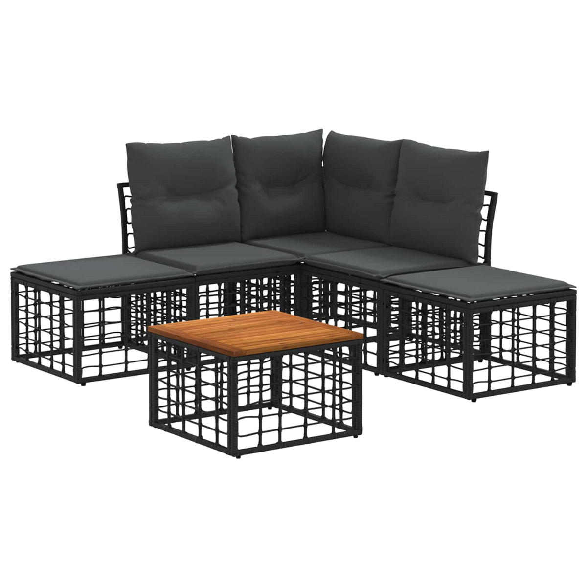 Set vanjskih sofa 6 kom. Crna i tamno siva Poliester