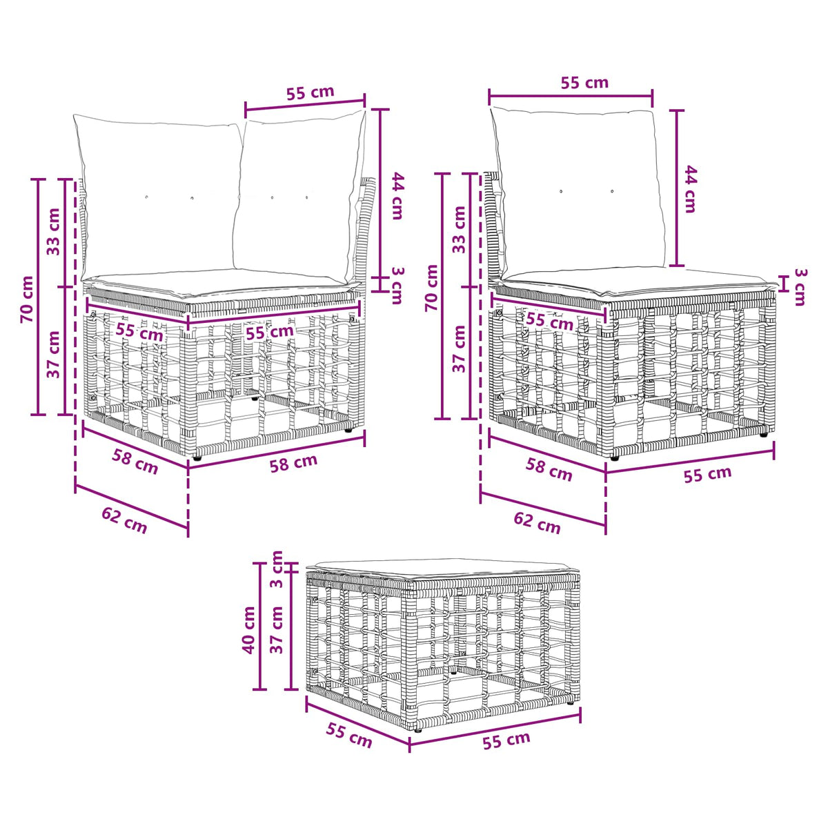 Set vanjskih sofa Prirodna Poliester