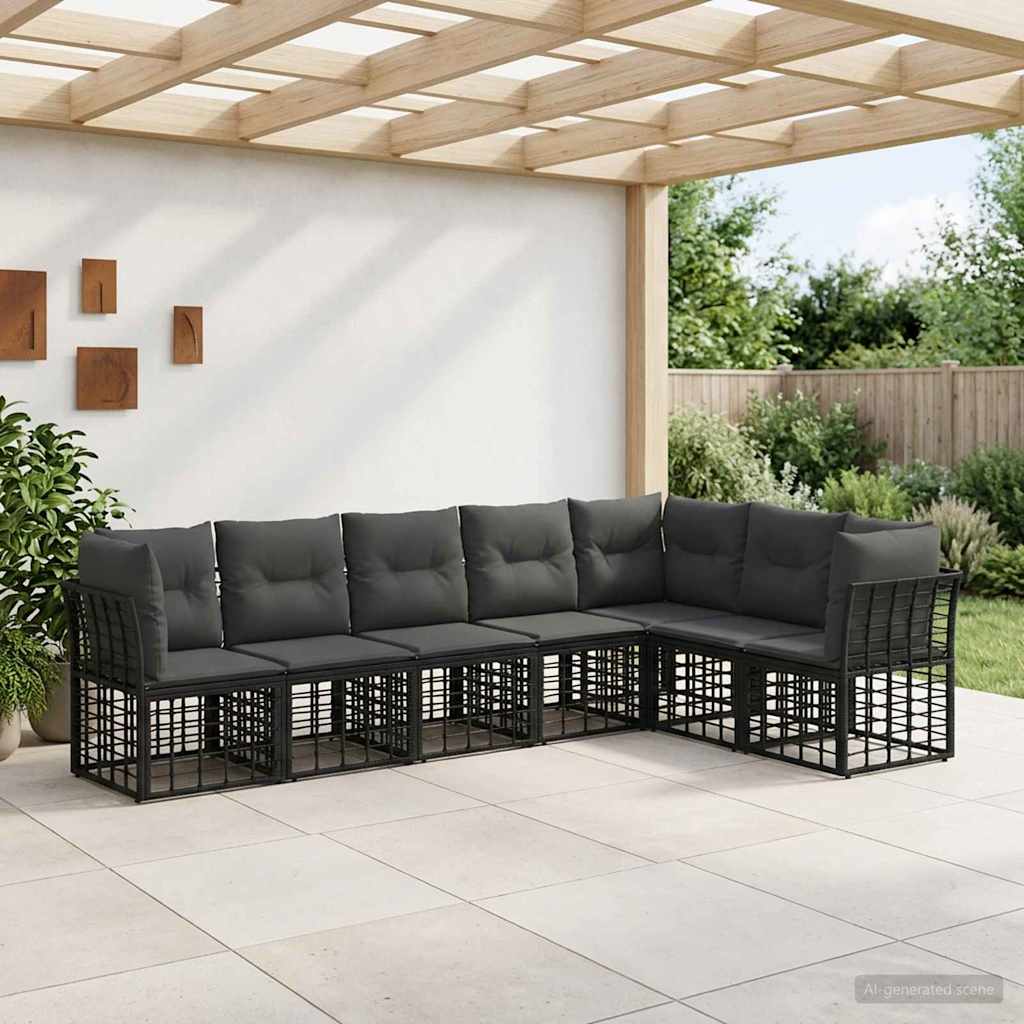 Set vanjskih sofa Crna Poliester