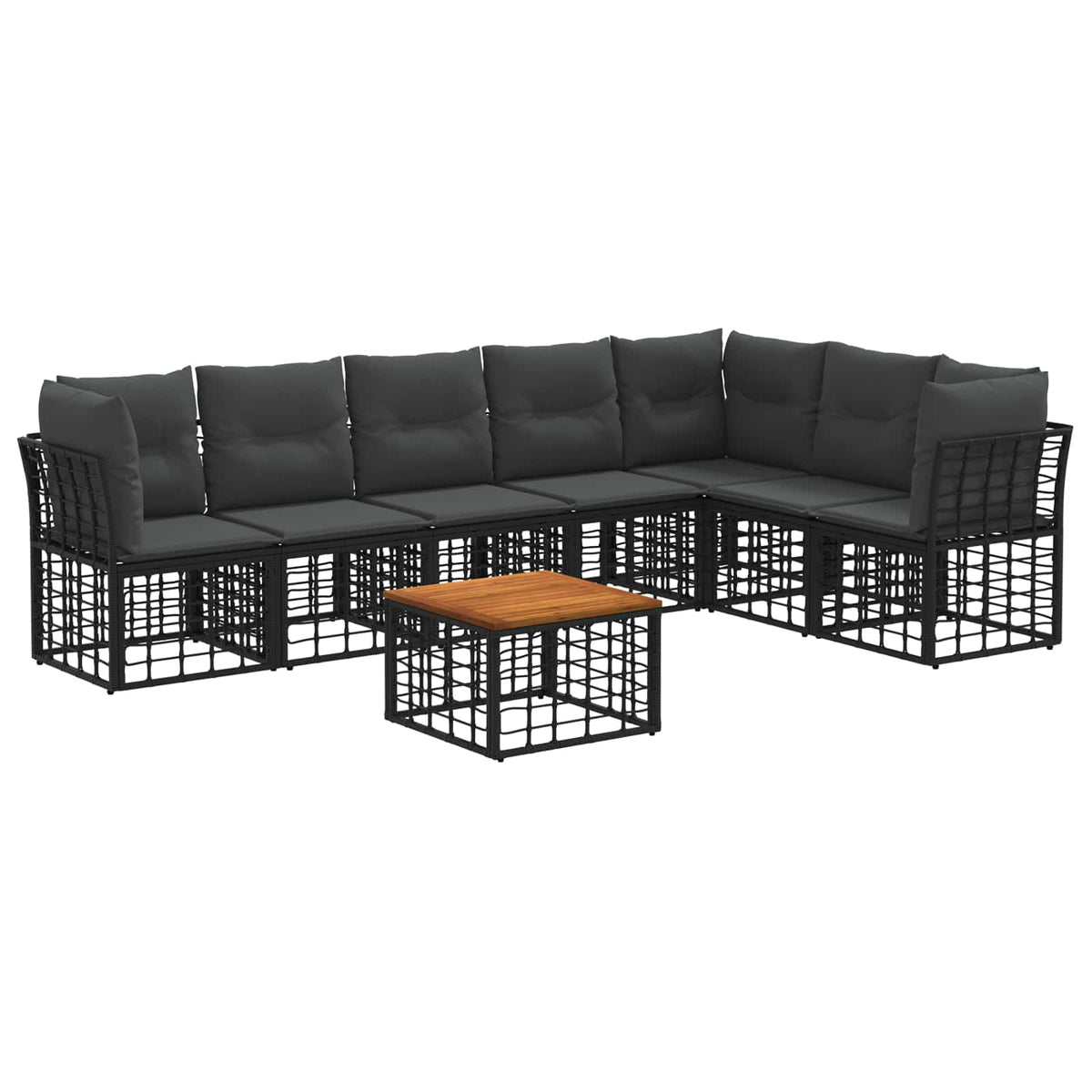 Set vanjskih sofa 8 pcs Crna i tamno siva Poliester