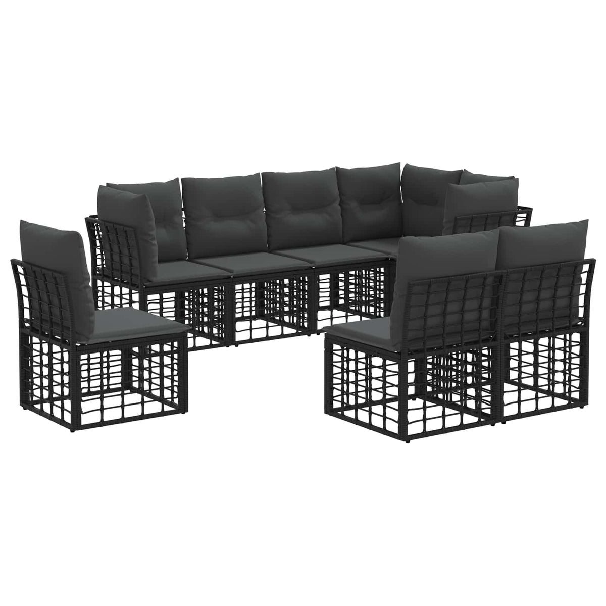 Set vanjskih sofa Crna Poliester